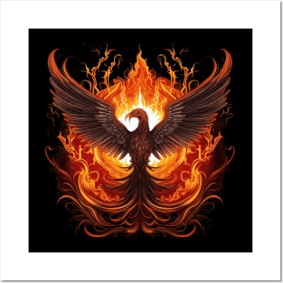 Burning Phoenix Bird Of Fire Posters and Art